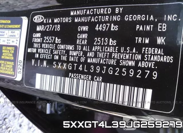 5XXGT4L39JG259279 фото 10
