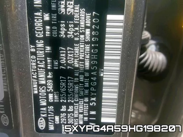 5XYPG4A59HG198207 фото 2
