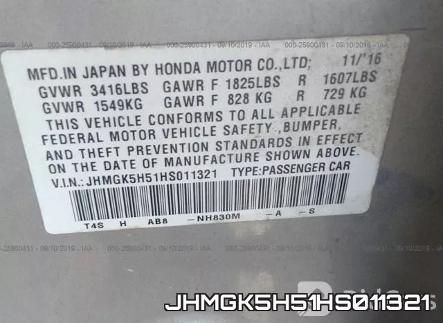 JHMGK5H51HS011321 фото 10