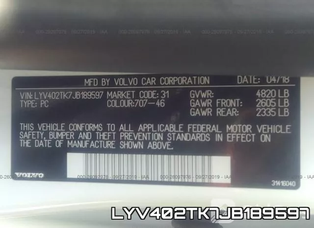LYV402TK7JB189597 фото 9
