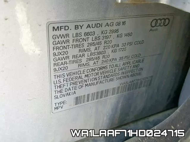 WA1LAAF71HD024715 фото 2