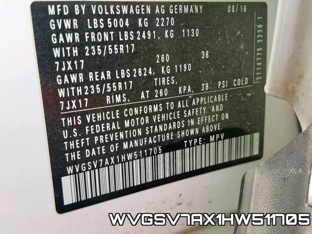 WVGSV7AX1HW511705 фото 2