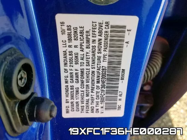 19XFC1F36HE000287 фото 2