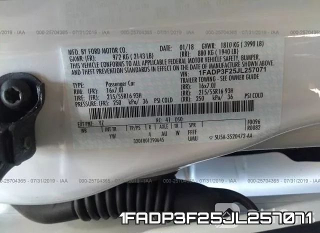 1FADP3F25JL257071 фото 10