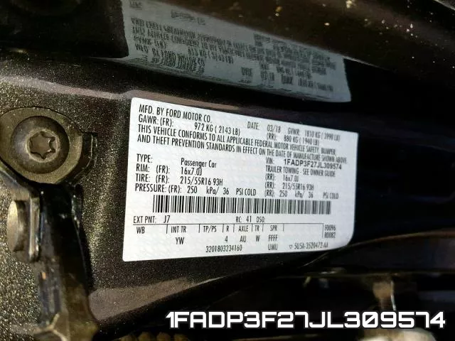 1FADP3F27JL309574 фото 2