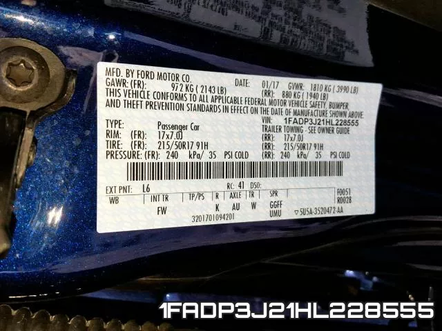 1FADP3J21HL228555 фото 2