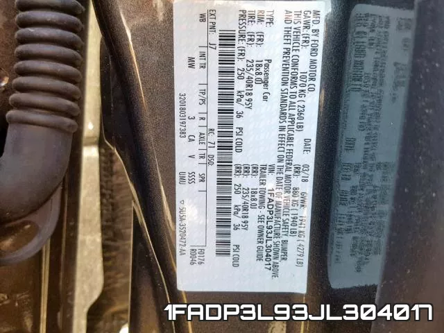 1FADP3L93JL304017 фото 2
