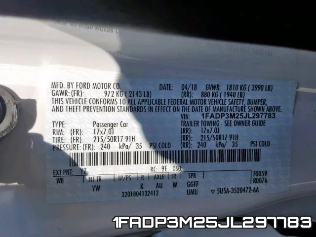 1FADP3M25JL297783 фото 2