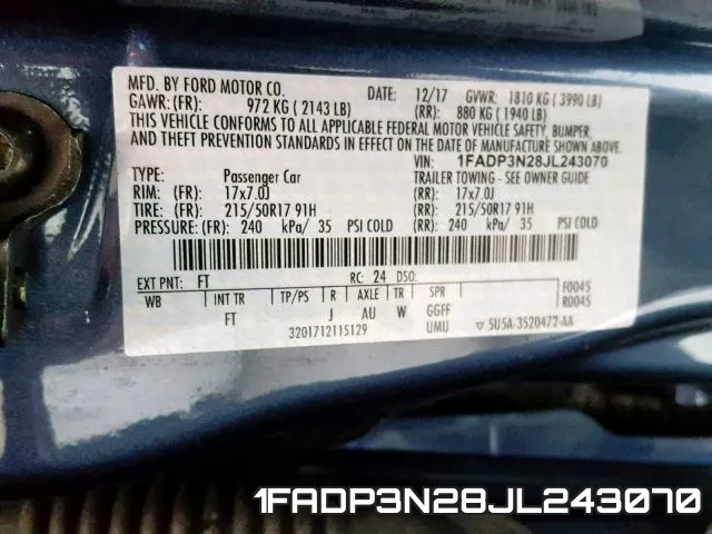 1FADP3N28JL243070 фото 2