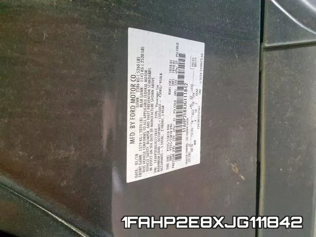 1FAHP2E8XJG111842 фото 2