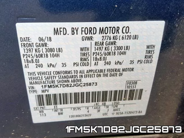 1FM5K7D82JGC25873 фото 2