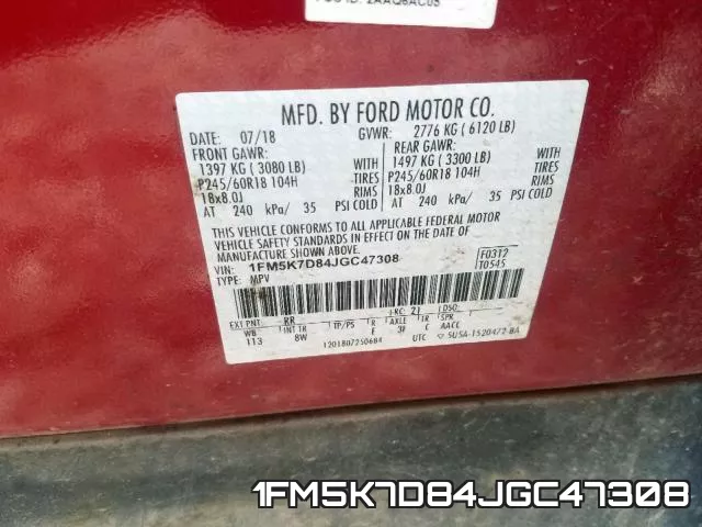 1FM5K7D84JGC47308 фото 2