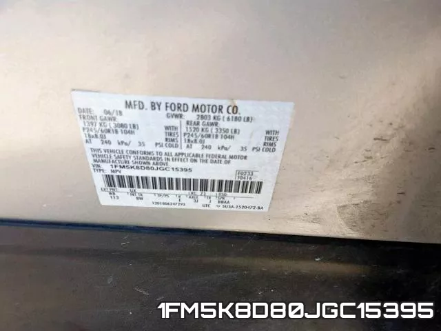 1FM5K8D80JGC15395 фото 2
