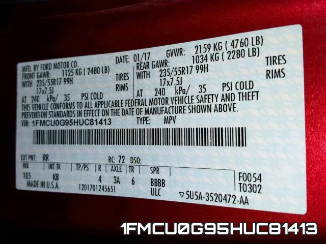 1FMCU0G95HUC81413 фото 2