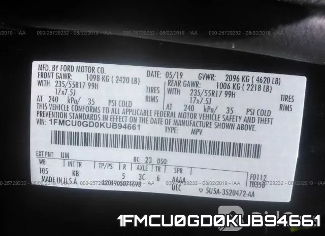 1FMCU0GD0KUB94661 фото 10