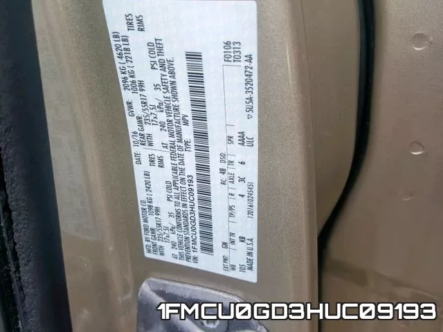 1FMCU0GD3HUC09193 фото 2