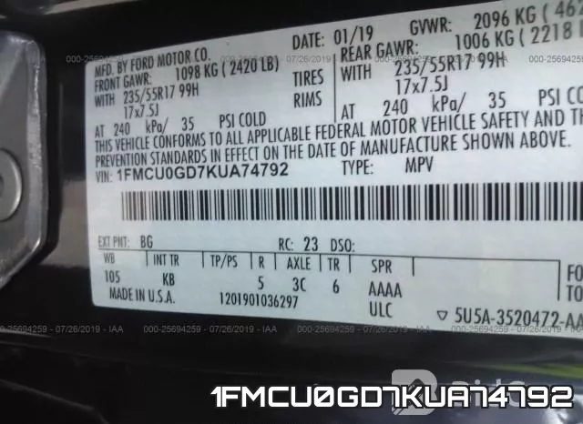 1FMCU0GD7KUA74792 фото 10