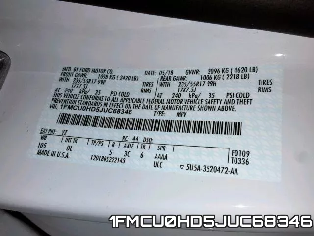 1FMCU0HD5JUC68346 фото 2
