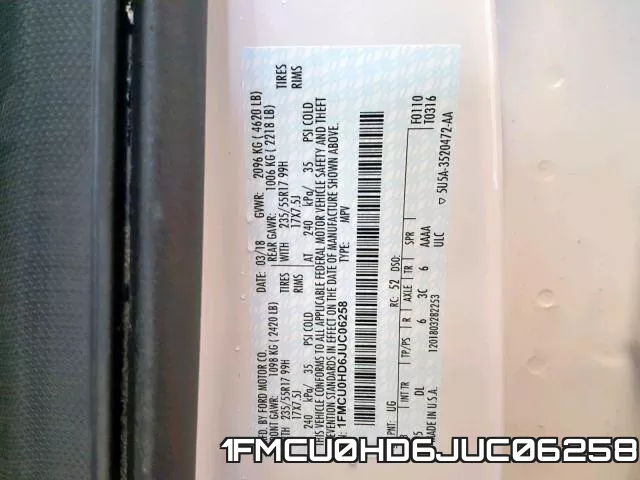 1FMCU0HD6JUC06258 фото 2