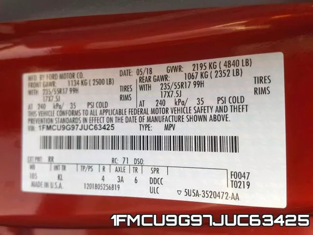 1FMCU9G97JUC63425 фото 2