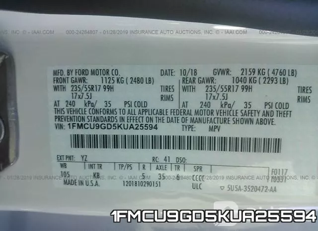1FMCU9GD5KUA25594 фото 10