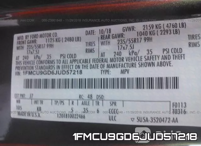 1FMCU9GD6JUD57218 фото 10