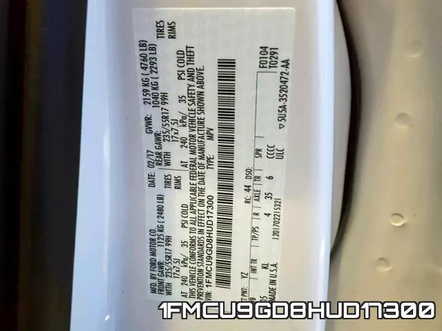 1FMCU9GD8HUD17300 фото 2