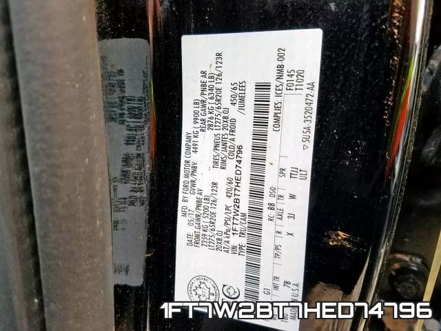 1FT7W2BT7HED74796 фото 2