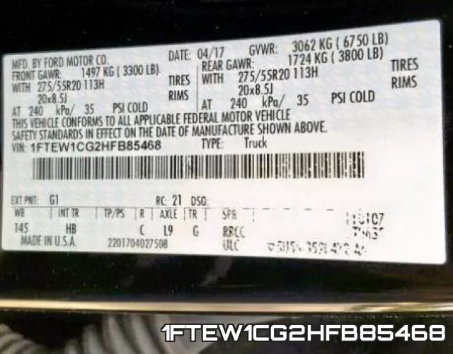 1FTEW1CG2HFB85468 фото 2