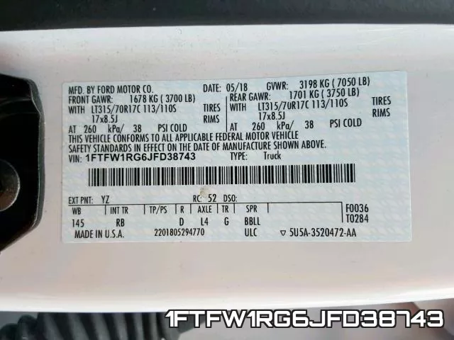 1FTFW1RG6JFD38743 фото 2