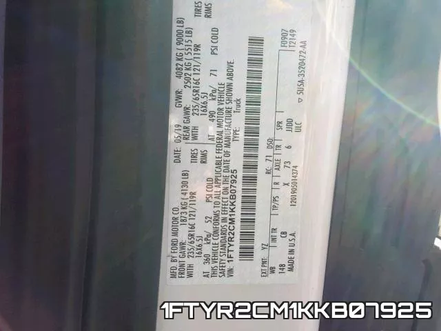 1FTYR2CM1KKB07925 фото 2