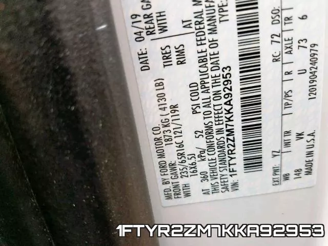 1FTYR2ZM7KKA92953 фото 2