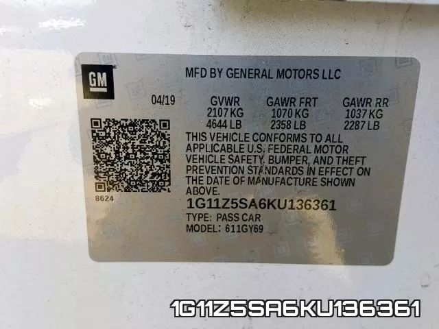 1G11Z5SA6KU136361 фото 2