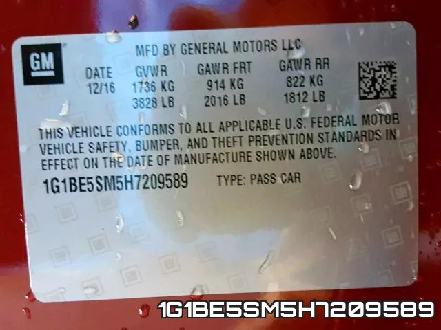 1G1BE5SM5H7209589 фото 2
