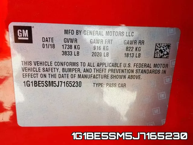 1G1BE5SM5J7165230 фото 2