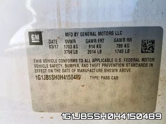 1G1JB5SH0H4150489 фото 2
