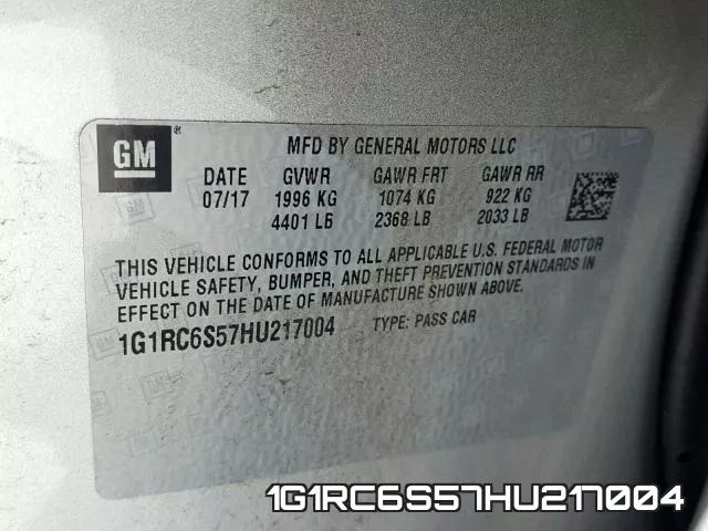 1G1RC6S57HU217004 фото 2