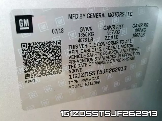 1G1ZD5ST5JF262913 фото 2
