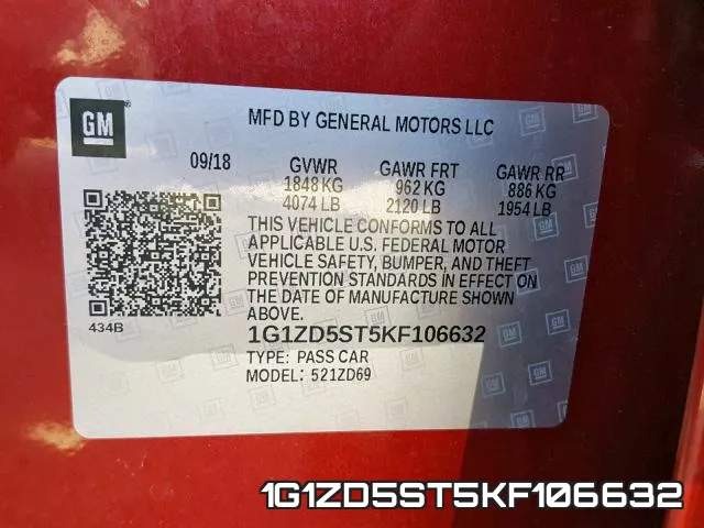 1G1ZD5ST5KF106632 фото 2