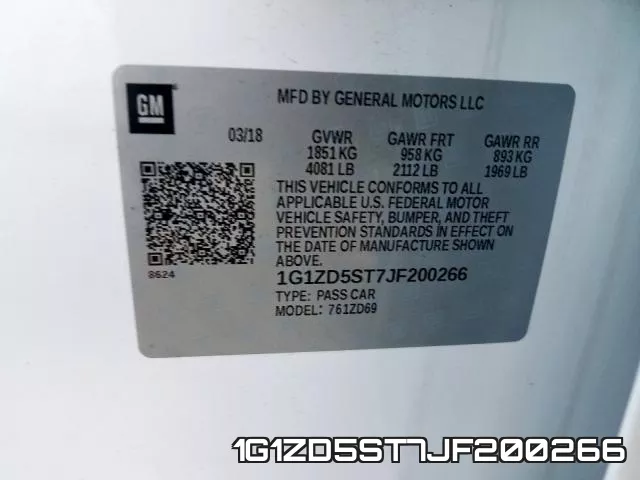1G1ZD5ST7JF200266 фото 2
