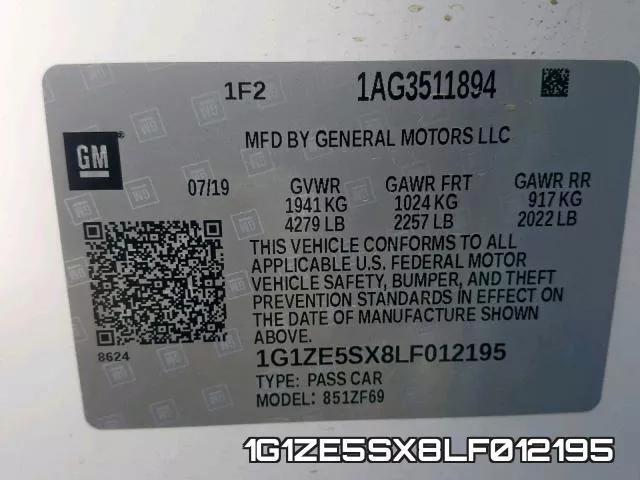 1G1ZE5SX8LF012195 фото 2