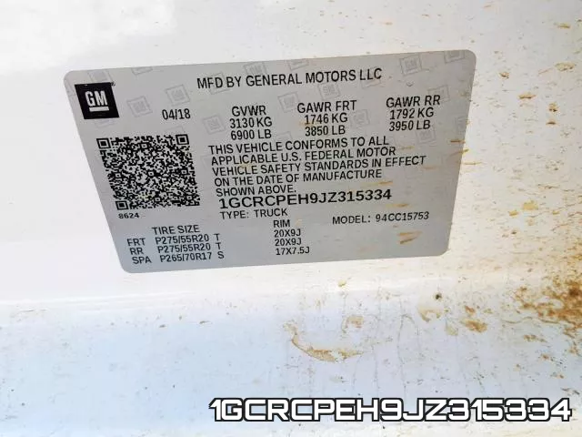 1GCRCPEH9JZ315334 фото 2