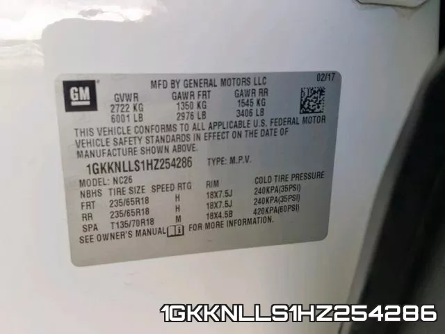 1GKKNLLS1HZ254286 фото 2