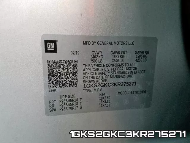1GKS2GKC3KR275271 фото 2
