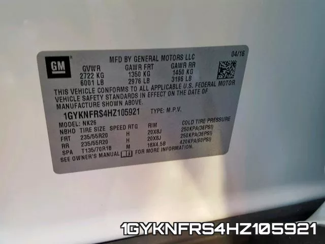 1GYKNFRS4HZ105921 фото 2