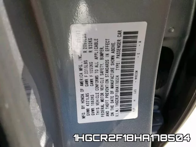 1HGCR2F18HA178504 фото 2
