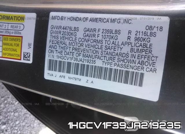 1HGCV1F39JA219235 фото 10