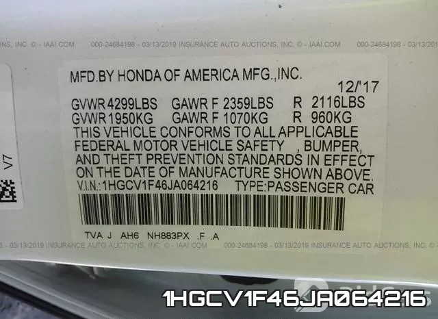 1HGCV1F46JA064216 фото 10