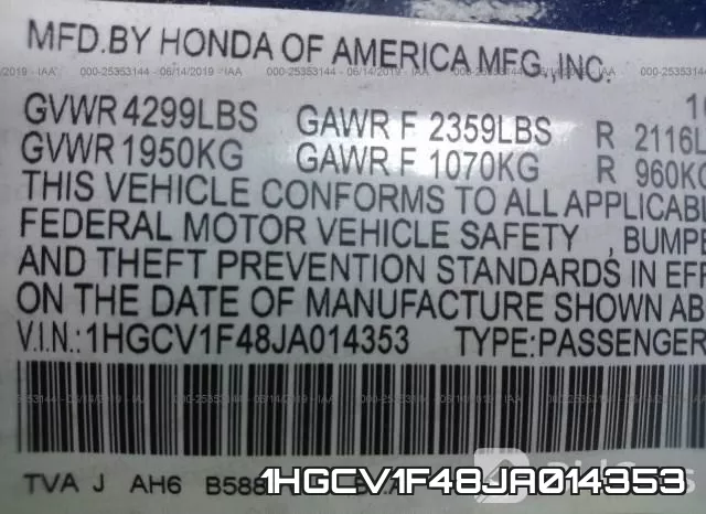 1HGCV1F48JA014353 фото 10