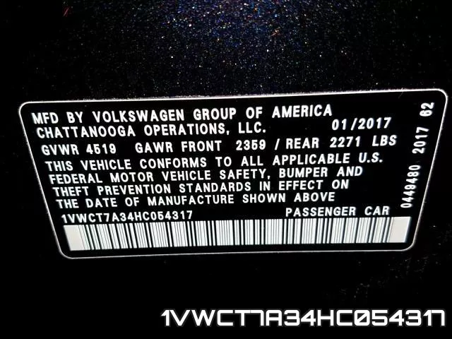 1VWCT7A34HC054317 фото 2